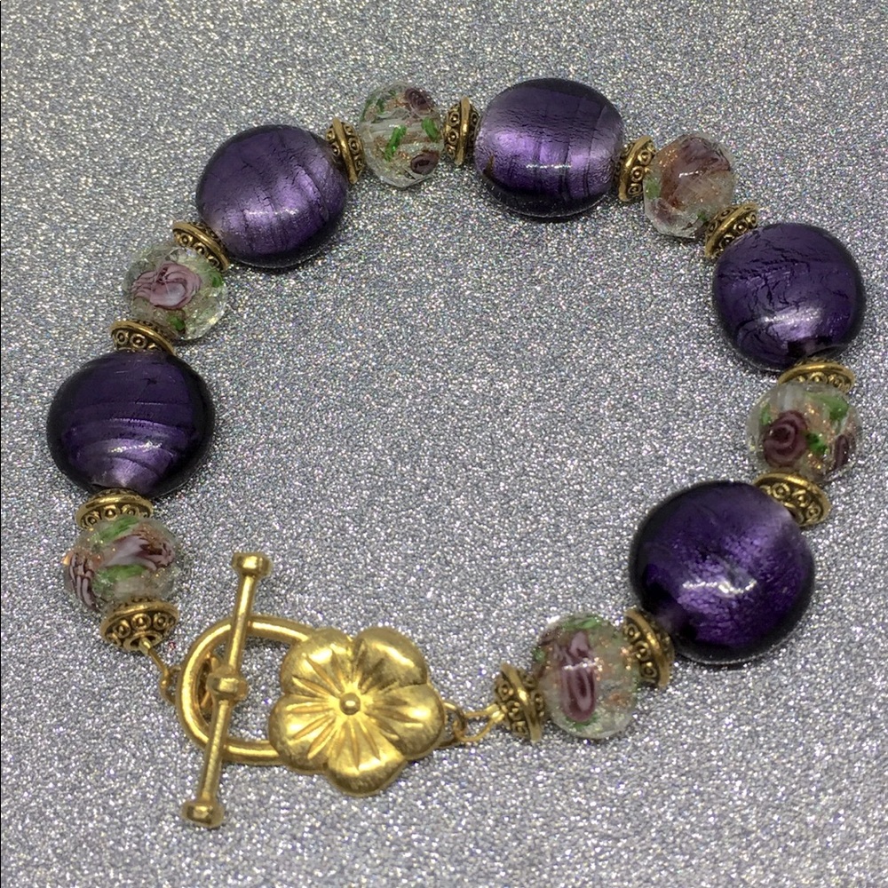 Purple glass handmade bracelet